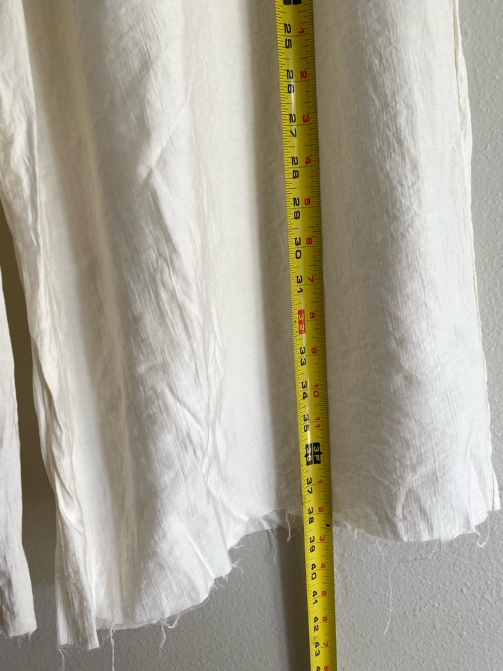 Urban Outfitters Wide Leg Flowy Drawstring Pants Cream Size Large Raw Hem - Picture 6 of 8